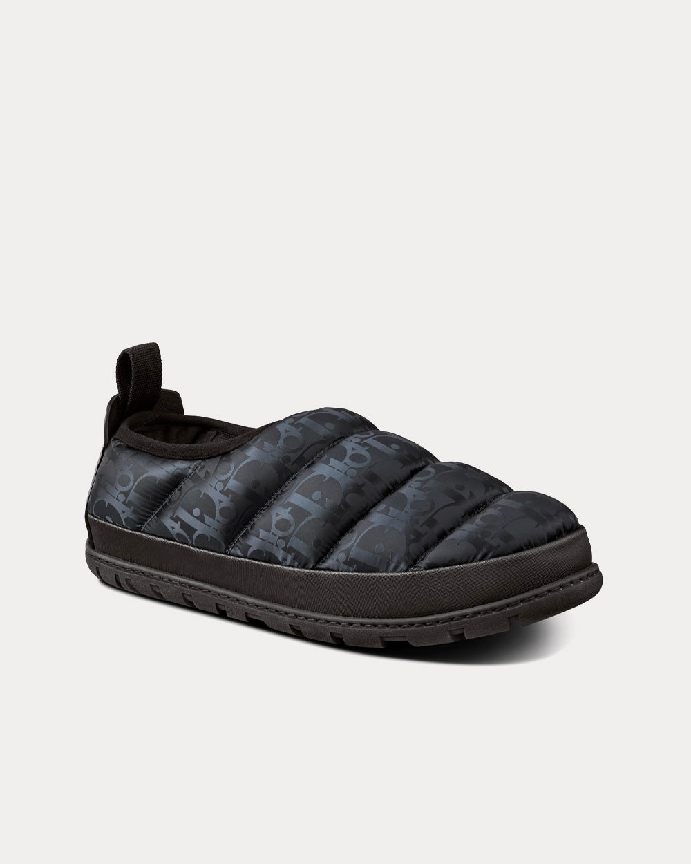 Snow Slipper Quilted Dior Oblique Mirage Technical Fabric Black Slip Ons