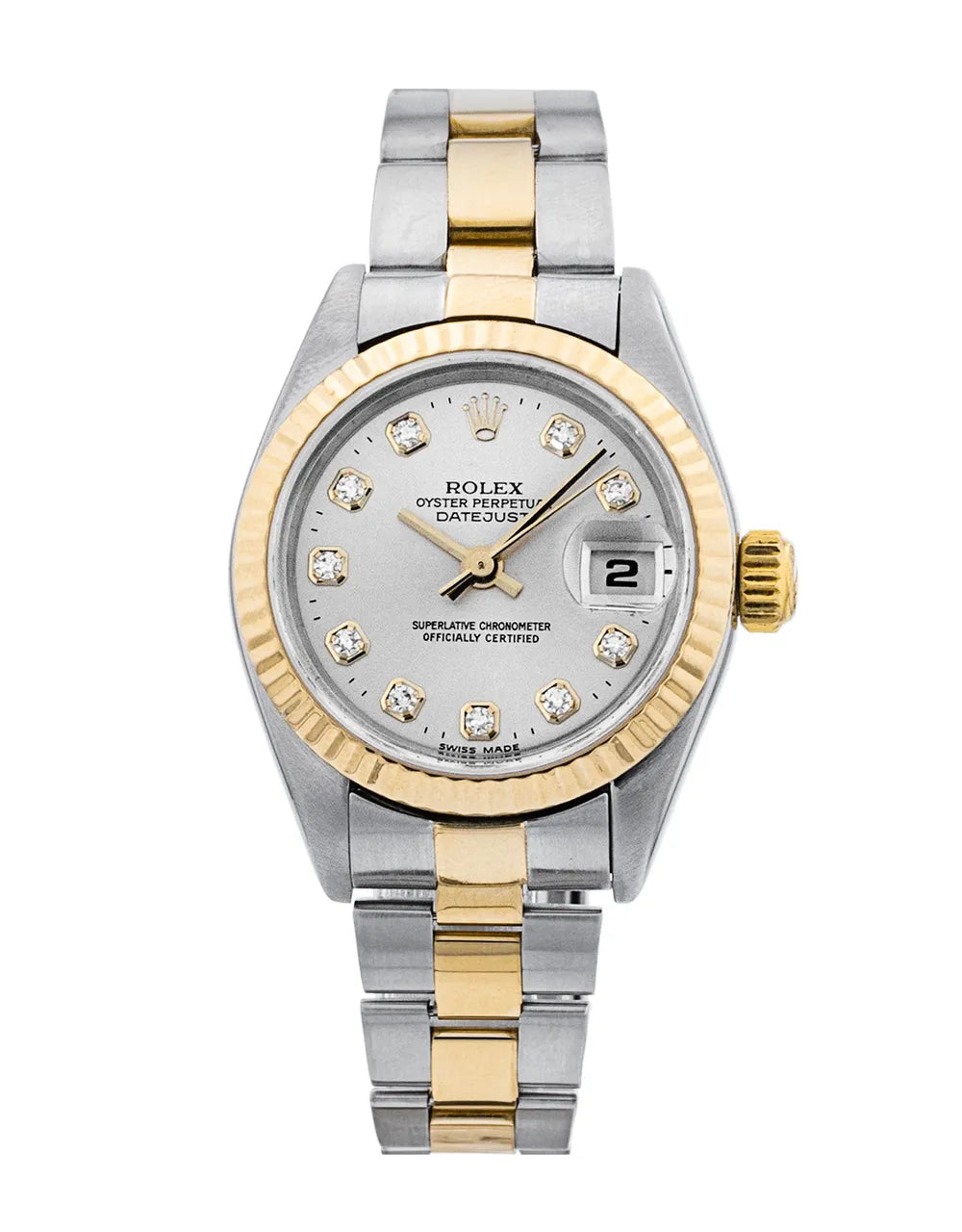 Rolex Datejust Lady 79173 steel and gold watch with silver diamond dial