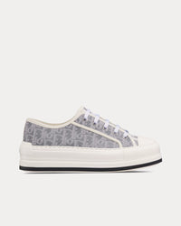 Walk'n'Dior Platform Gray Calfskin Textured with Dior Oblique Motif and Embroidered Cotton Low Top Sneakers