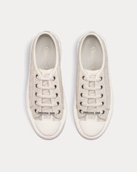 Walk'n'Dior Platform White Calfskin Textured with Dior Oblique Motif and Embroidered Cotton Low Top Sneakers