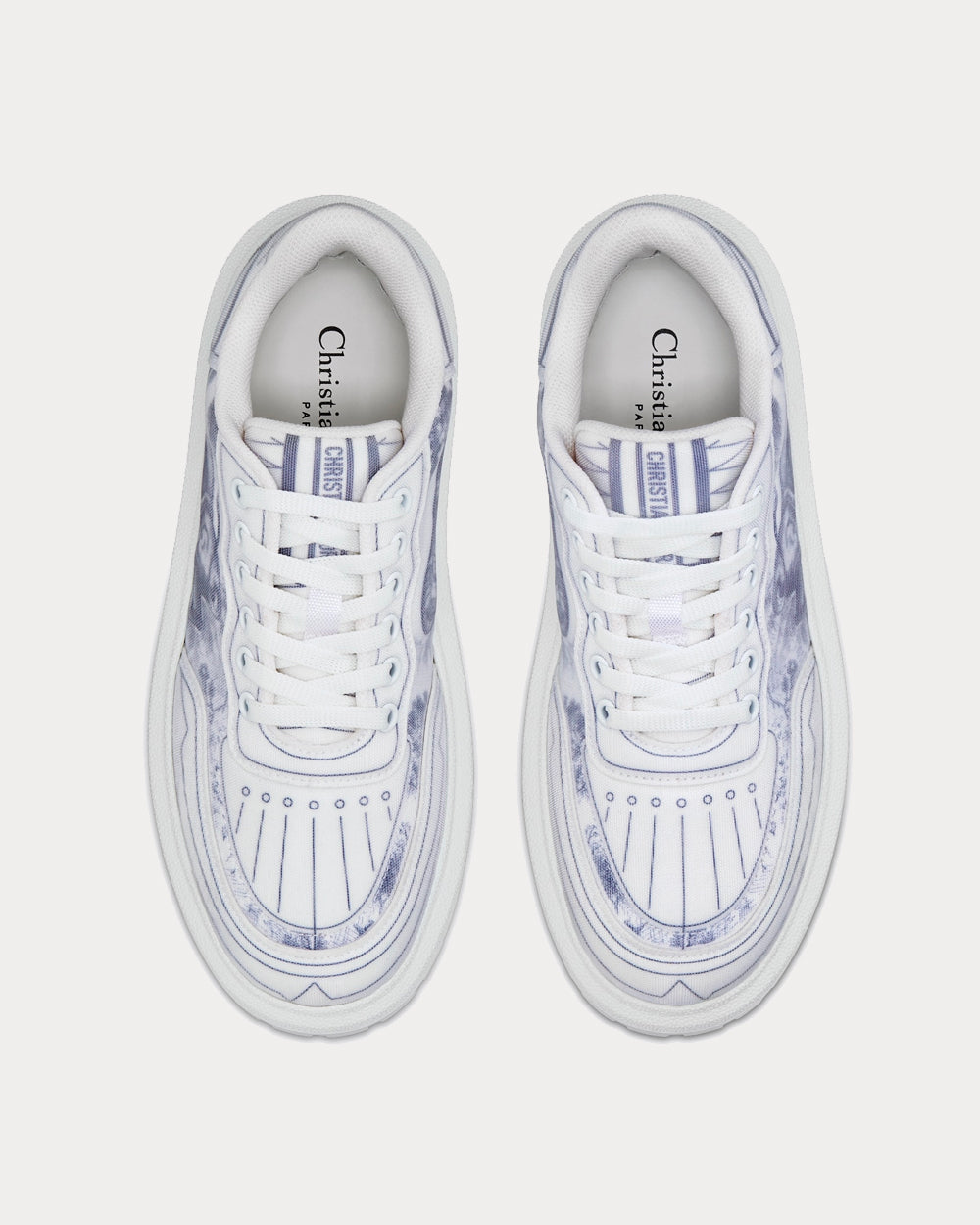 Addict Blue Toile de Jouy Technical Fabric Low Top Sneakers