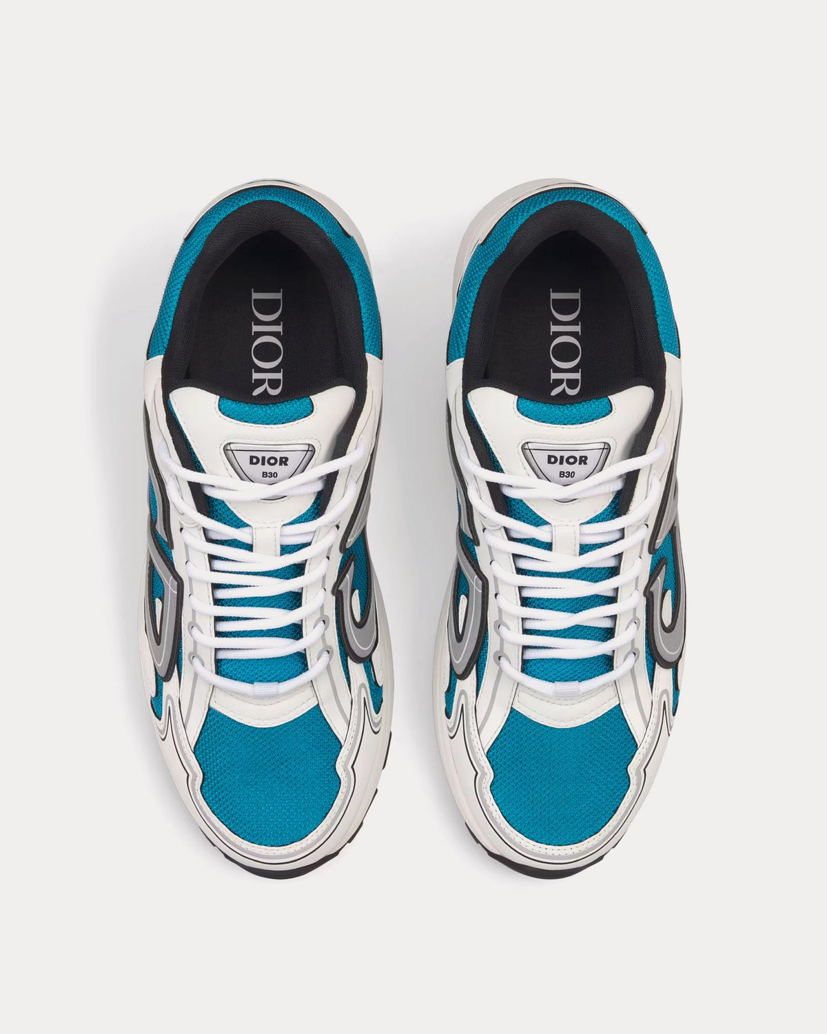 B30 Blue Mesh and White Technical Fabric Low Top Sneakers