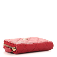 Caviar Quilted Zip Coin Purse Red View 4