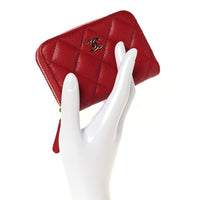 Caviar Quilted Zip Coin Purse Red View 2