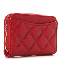 Caviar Quilted Zip Coin Purse Red View 3