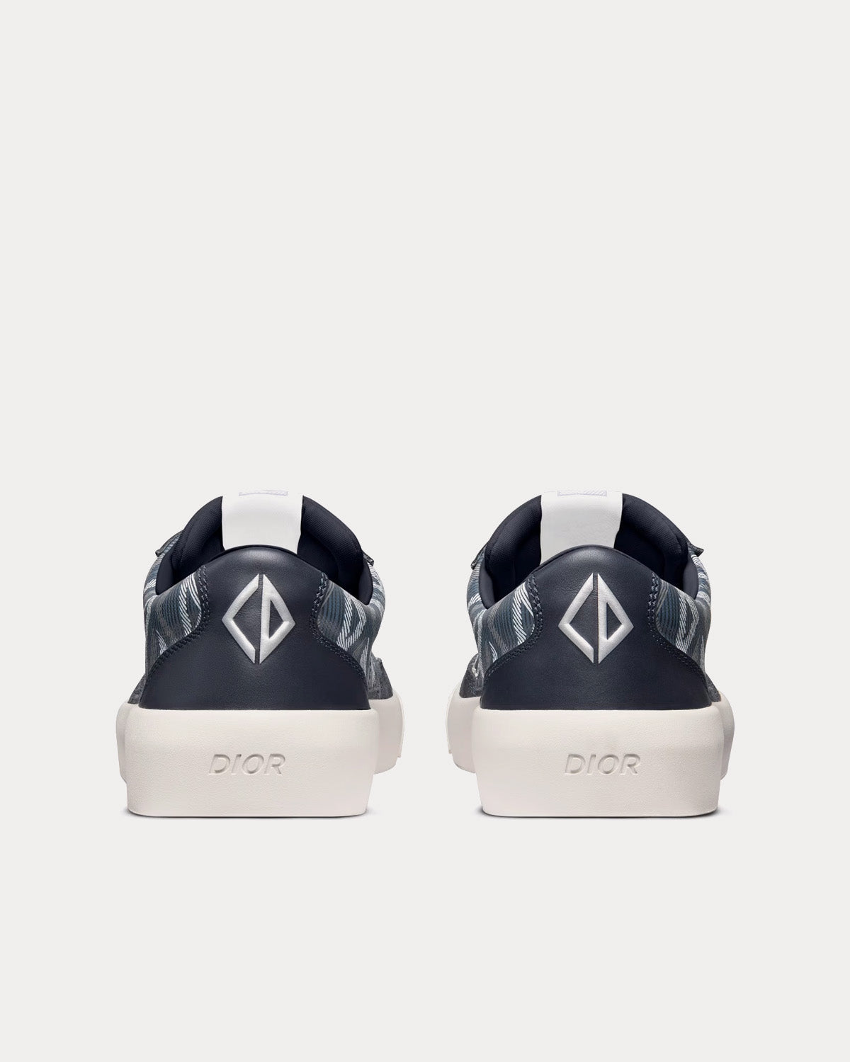 B101 Navy Blue CD Diamond Canvas, Smooth Calfskin and Nubuck Low Top Sneakers