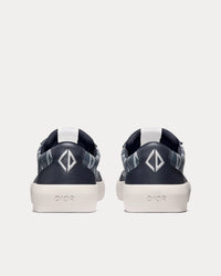 B101 Navy Blue CD Diamond Canvas, Smooth Calfskin and Nubuck Low Top Sneakers