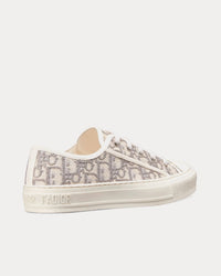 Walk'n'Dior Gray Stone Dior Oblique Embroidered Cotton Low Top Sneakers