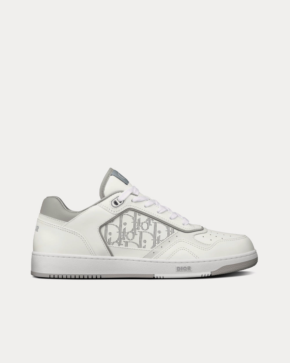 B27 White and Gray Smooth Calfskin with White Dior Oblique Galaxy Leather Low Top Sneakers