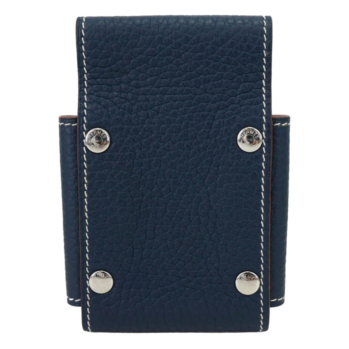 HERMES Leather Deck Of Cards & Case Navy Blue