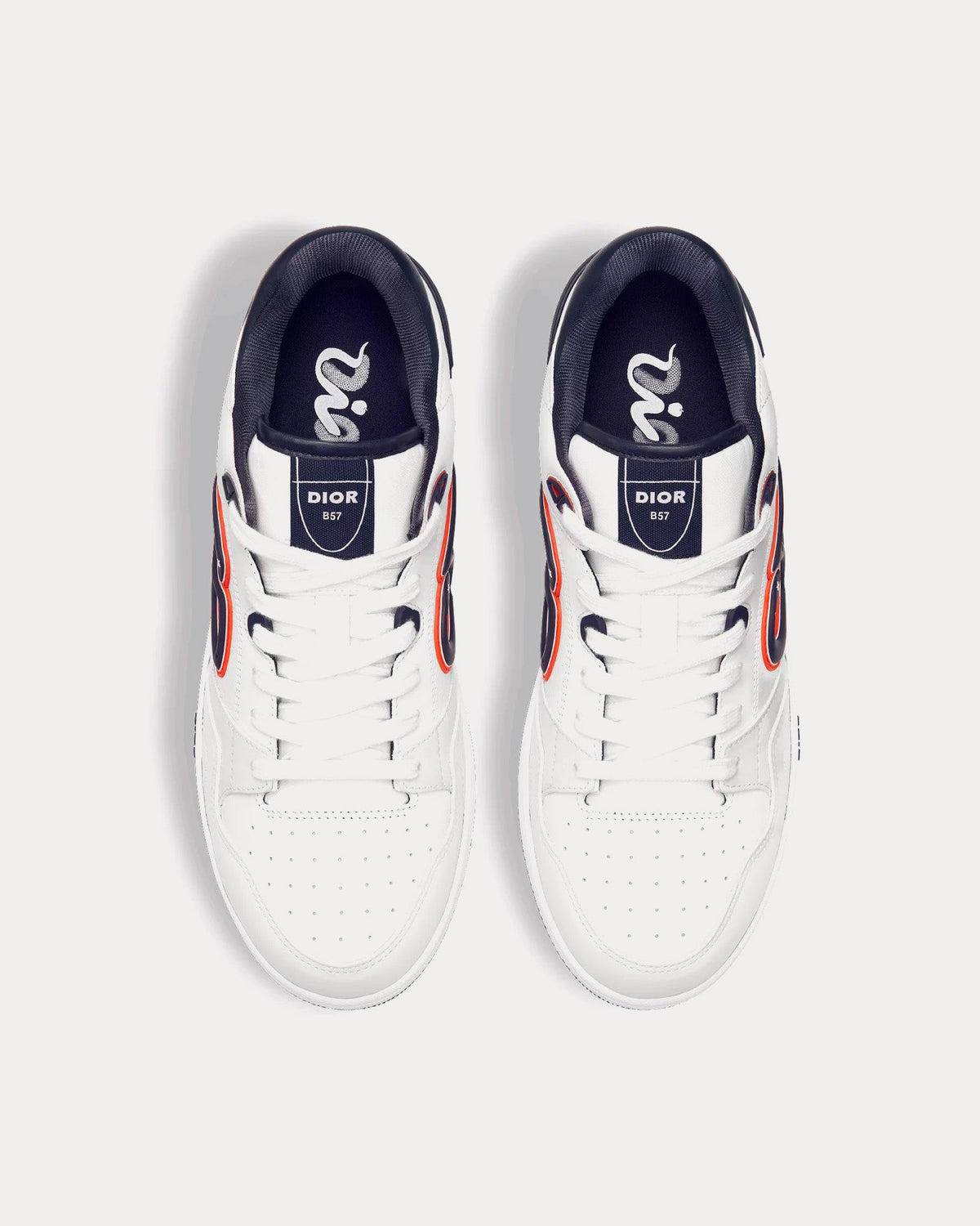 B57 Smooth Calfskin & Suede White / Navy Low Top Sneakers