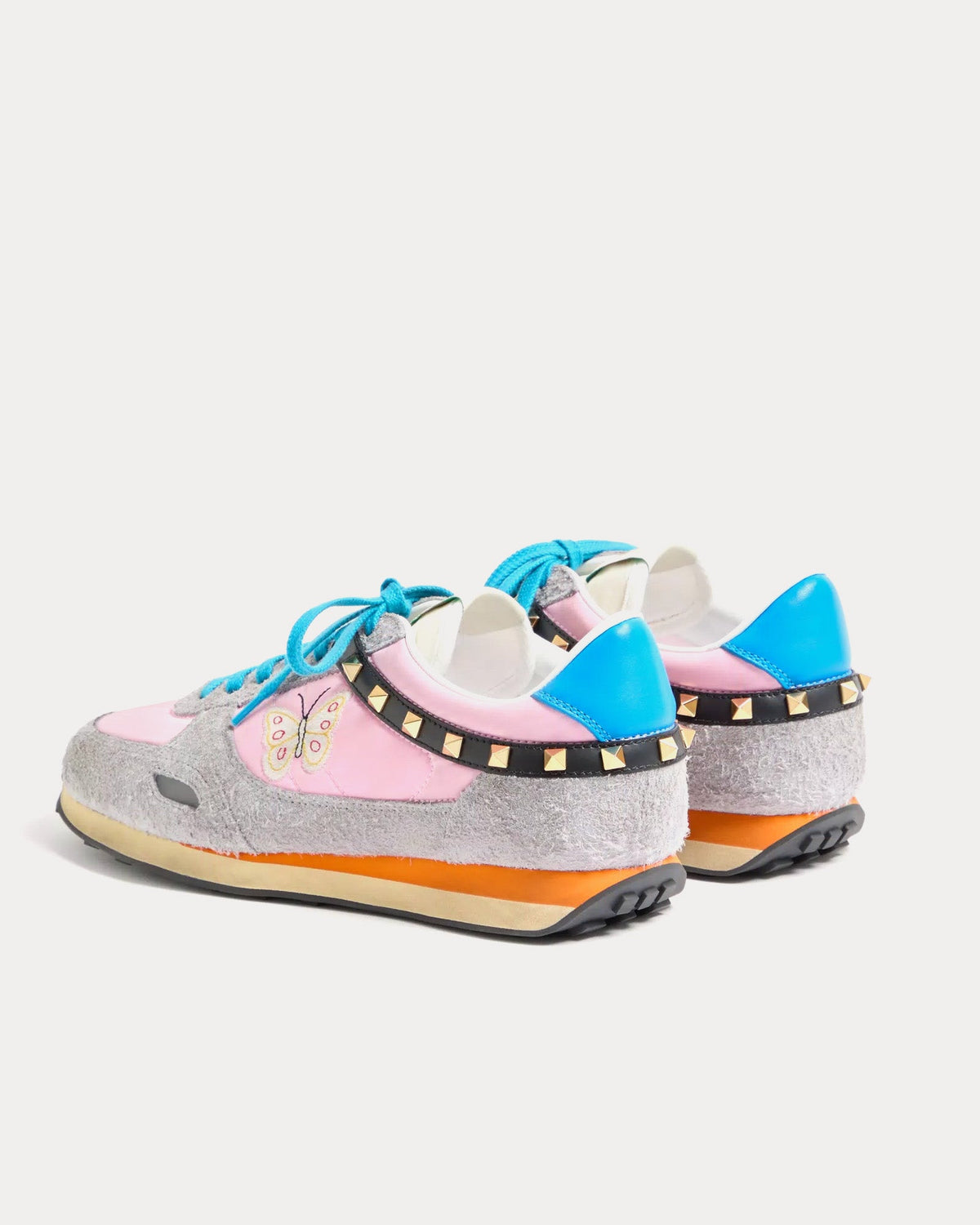 Stud Up Split Leather & Nylon with Butterfly Embroidery Pink / Multi Low Top Sneakers
