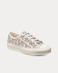 Walk'n'Dior Gray Stone Dior Oblique Embroidered Cotton Low Top Sneakers