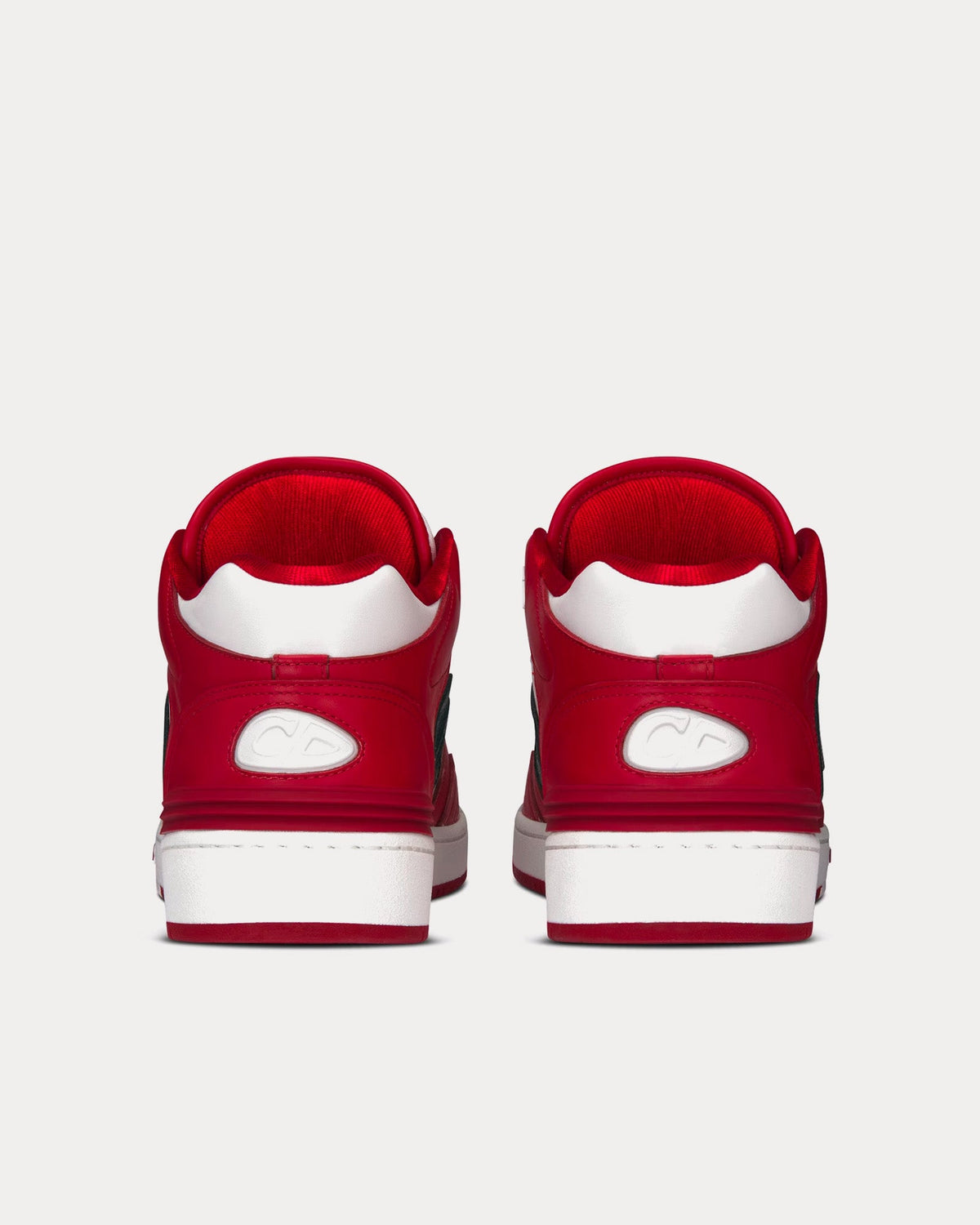 B57 Smooth Calfskin with Dior Oblique Jacquard Red / White Mid Top Sneakers