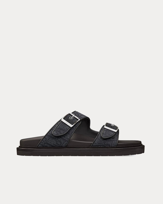 Aqua Black Dior Oblique Jacquard Sandals