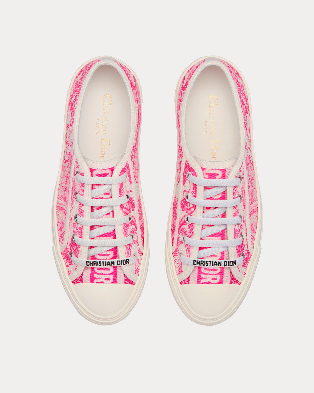 Walk'n'Dior Bright Pink Toile de Jouy Embroidered Cotton Low Top Sneakers