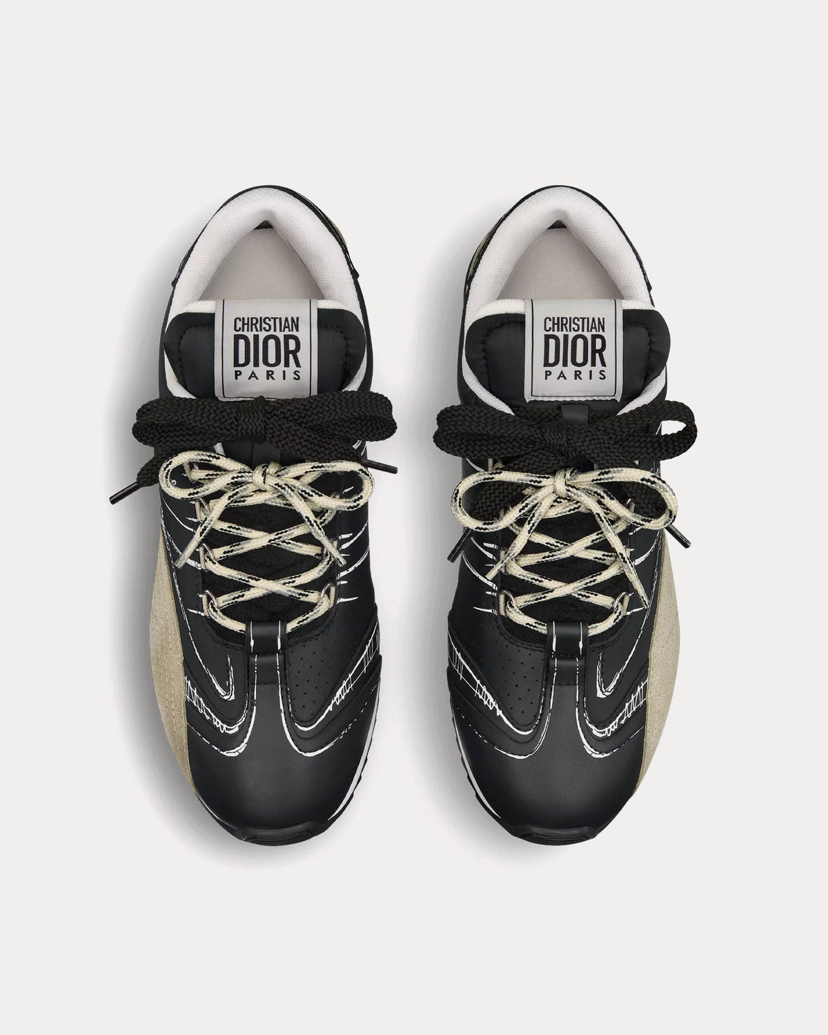 D-Sketch Nylon & Calfskin Black Low Top Sneakers