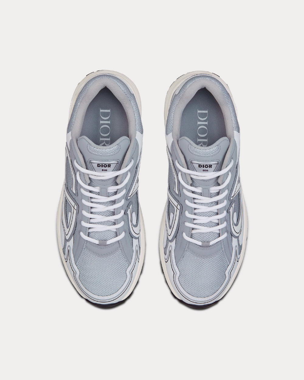 B30 Gray Mesh and White Technical Fabric Low Top Sneakers
