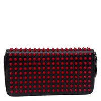 CHRISTIAN LOUBOUTIN Panettone Spikes Leather Zip Around Wallet Red View 1