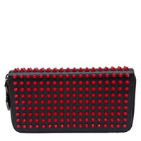 CHRISTIAN LOUBOUTIN Panettone Spikes Leather Zip Around Wallet Red View 3