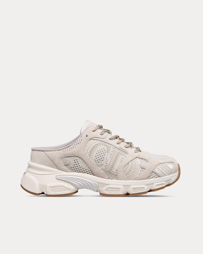 Chrono Mesh & Suede Calfskin Beige Sneaker Mules - Crown & Consign