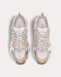 Chrono White Mesh with Nude and Silver-Tone Laminated Leather-Effect Panels Low Top Sneakers View 2