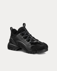 D-Connect Black Fur-Effect Knit Low Top Sneakers View 3