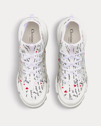 D-Connect Dioramour White Technical Fabric Printed with Black and Red Je Vous Adore Motif Low Top Sneakers View 2