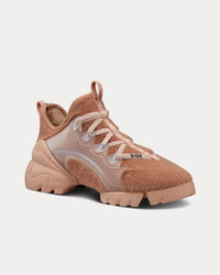 D-Connect Nude Fur-Effect Knit Low Top Sneakers View 3