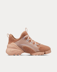 D-Connect Nude Fur-Effect Knit Low Top Sneakers View 1