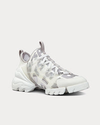 D-Connect White Dior Spatial Printed Reflective Technical Fabric Low Top Sneakers View 2