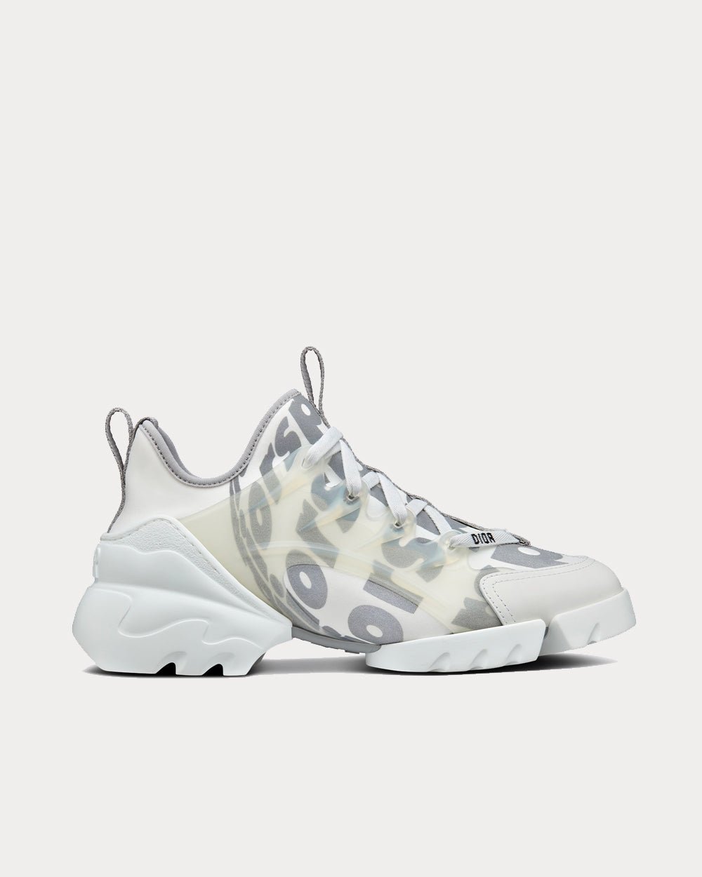 D-Connect White Dior Spatial Printed Reflective Technical Fabric Low Top Sneakers