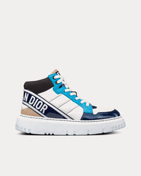 D-Player Blue Multicolor Technical Fabric, Suede and Calfskin High Top Sneakers View 1