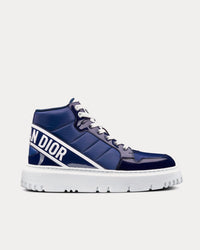 D-Player Quilted Nylon Navy Blue High Top Sneakers View 1