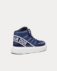 D-Player Quilted Nylon Navy Blue High Top Sneakers View 3