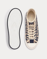 Walk'n'Dior Platform Deep Blue Dior Oblique Embroidered Cotton High Top Sneakers