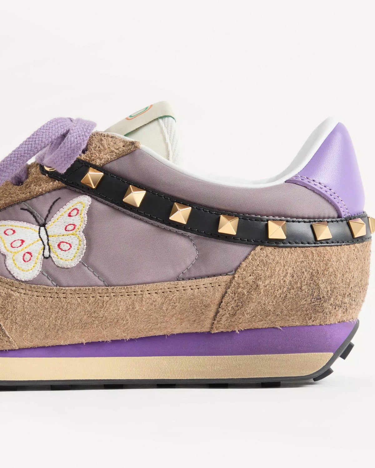 Stud Up Split Leather & Nylon with Butterfly Embroidery Lilac / Multi Low Top Sneakers