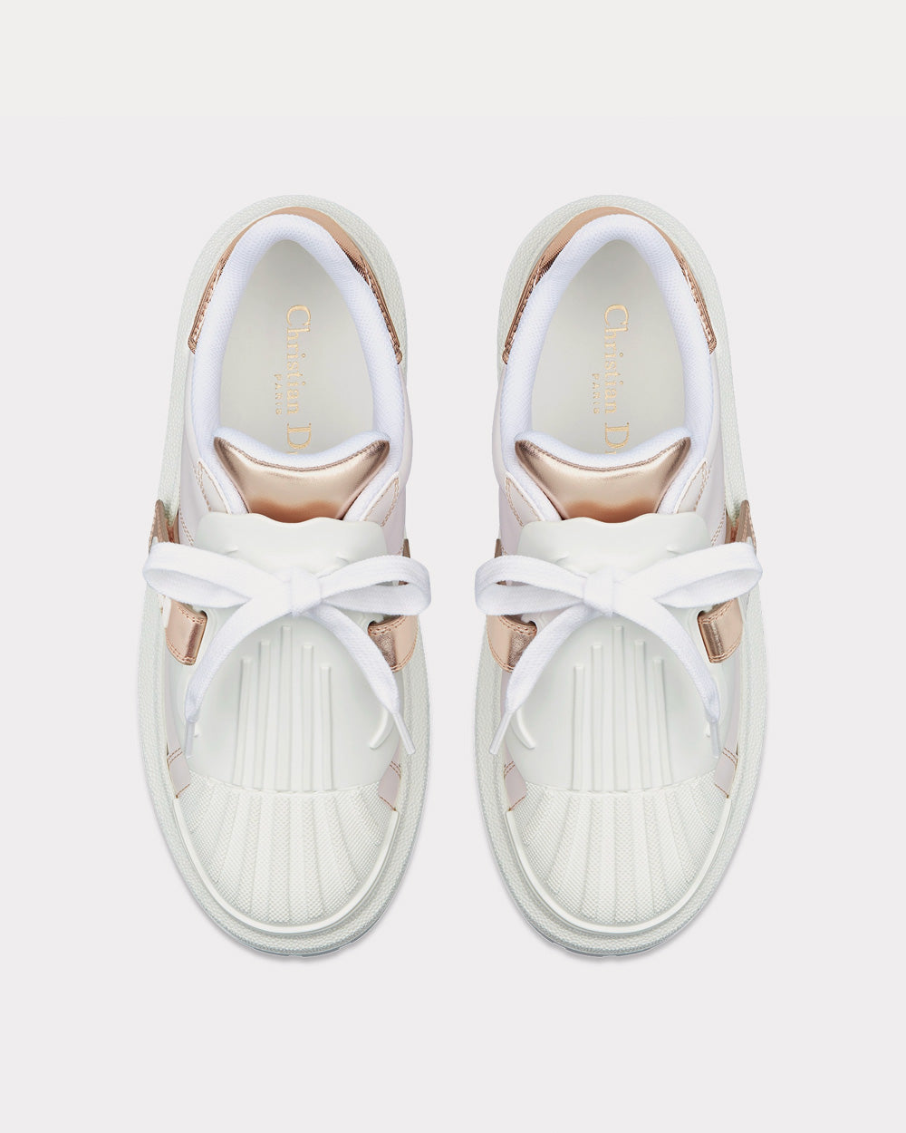 Dior-ID White Calfskin and Gold-Tone Laminate Low Top Sneakers