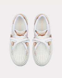 Dior-ID White Calfskin and Gold-Tone Laminate Low Top Sneakers