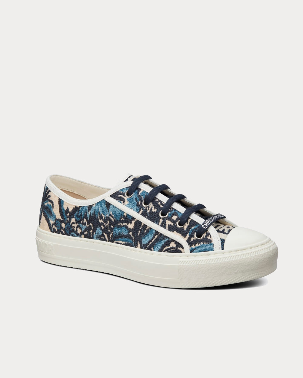 Indigo Blue Dior Palms Embroidered Cotton Low Top Sneakers