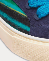 Dior Tears B33 Limited Edition Blue Multicolor Mohair and Navy Blue Suede Low Top Sneakers