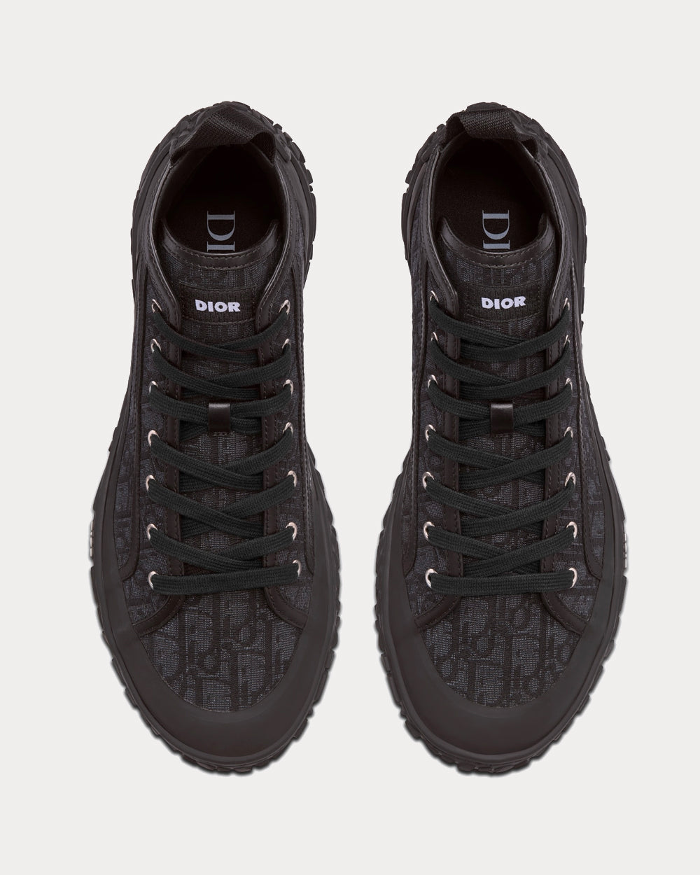 B28 Black Dior Oblique Jacquard and Rubber High Top Sneakers