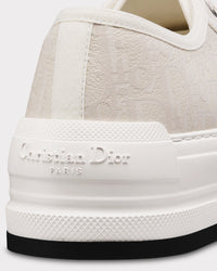Walk'n'Dior Platform White Calfskin Textured with Dior Oblique Motif and Embroidered Cotton Low Top Sneakers