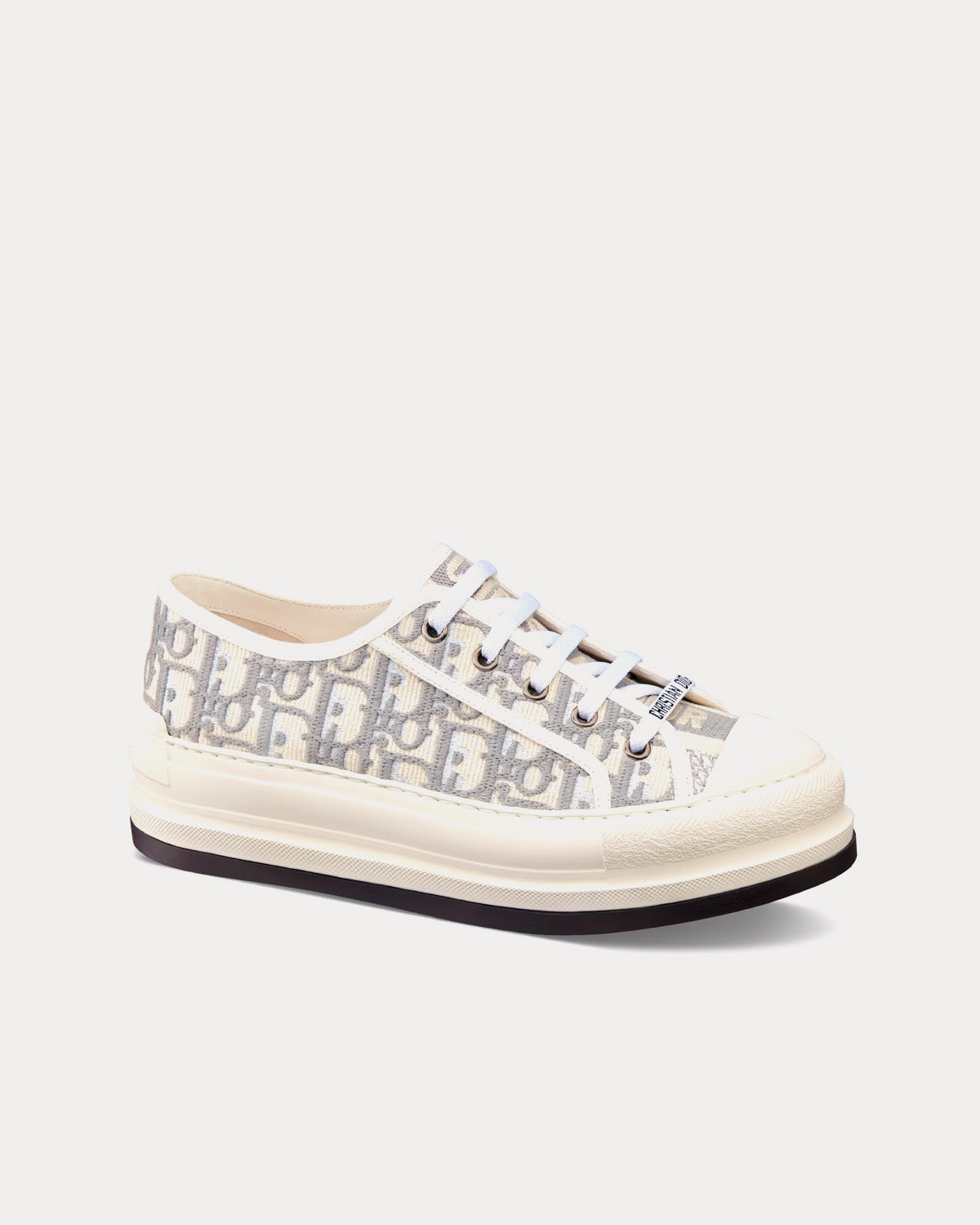 Walk'n'Dior Platform Gray Stone Dior Oblique Embroidered Cotton Low Top Sneakers