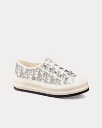 Walk'n'Dior Platform Gray Stone Dior Oblique Embroidered Cotton Low Top Sneakers