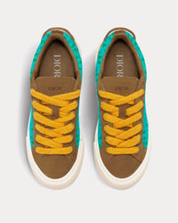 B33 Limited Edition Turquoise Dior Oblique Mohair and Brown Suede Low Top Sneakers