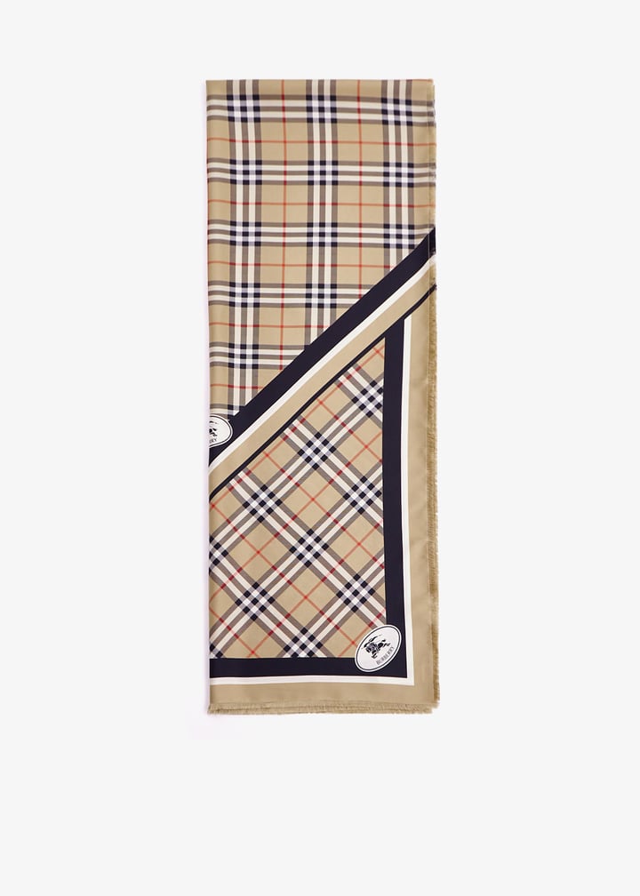 Luxury Check Knight Stamp Silk Scarf