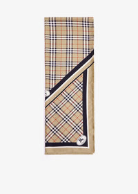 Luxury Check Knight Stamp Silk Scarf