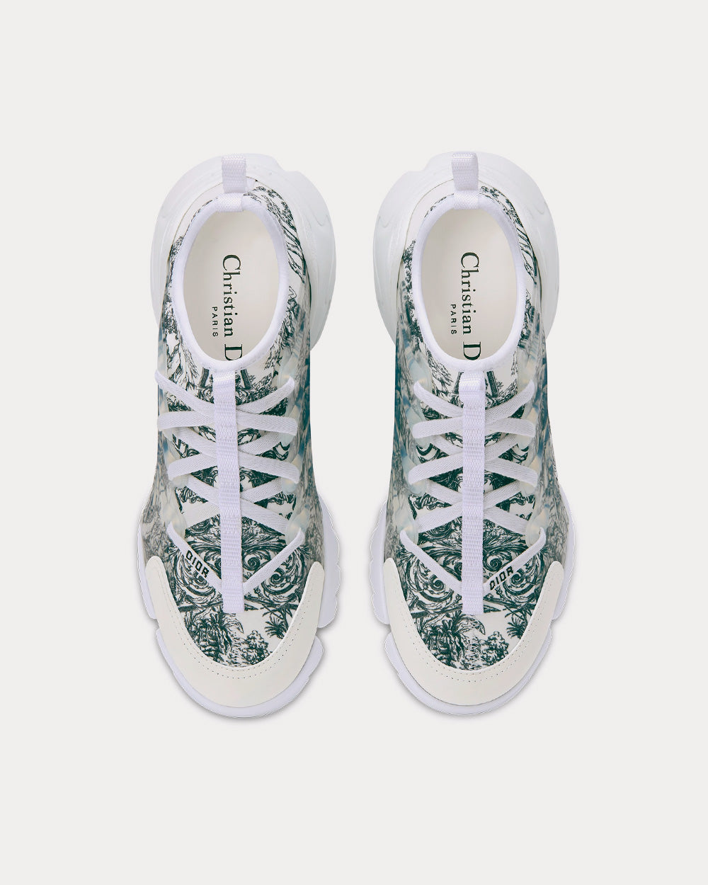 D-Connect Blue and White Technical Fabric with Dior Étoile Print Low Top Sneakers