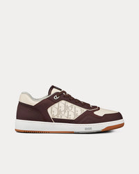 B27 Brown Nubuck Calfskin and White Dior Oblique Galaxy Leather Low Top Sneakers